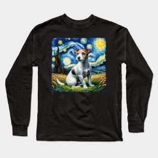 Starry Jack Russell Terrier Dog Portrait - Pet Portrait Long Sleeve T-Shirt